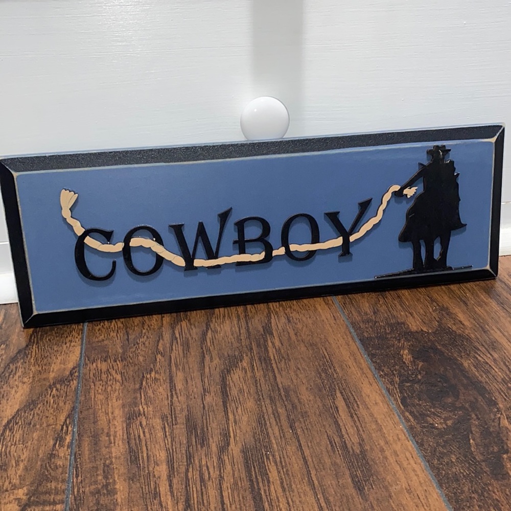 Wooden Cowboy horse primitive wall art